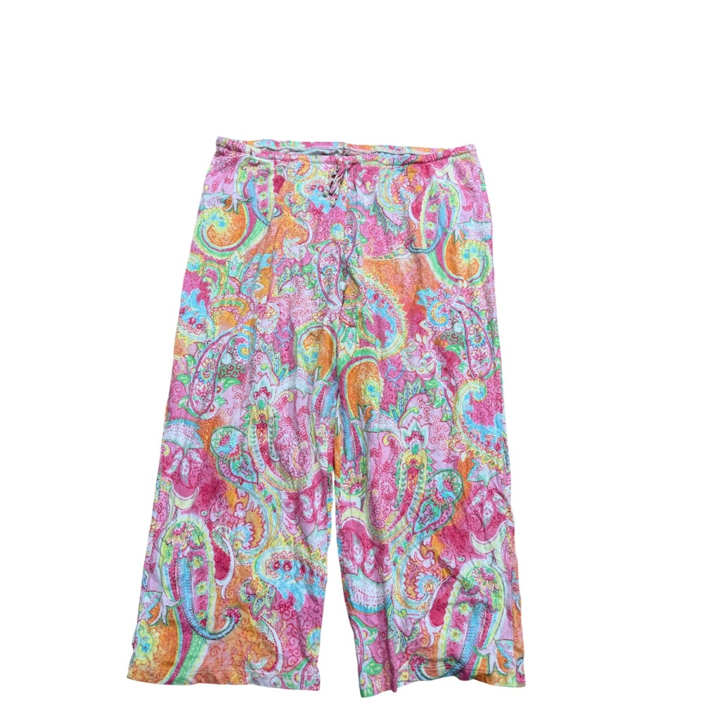 Lauren Ralph Lauren Womens XL Pajama Set Pink Paisley Cotton Blend 2pc PJ Set - Picture 5 of 7